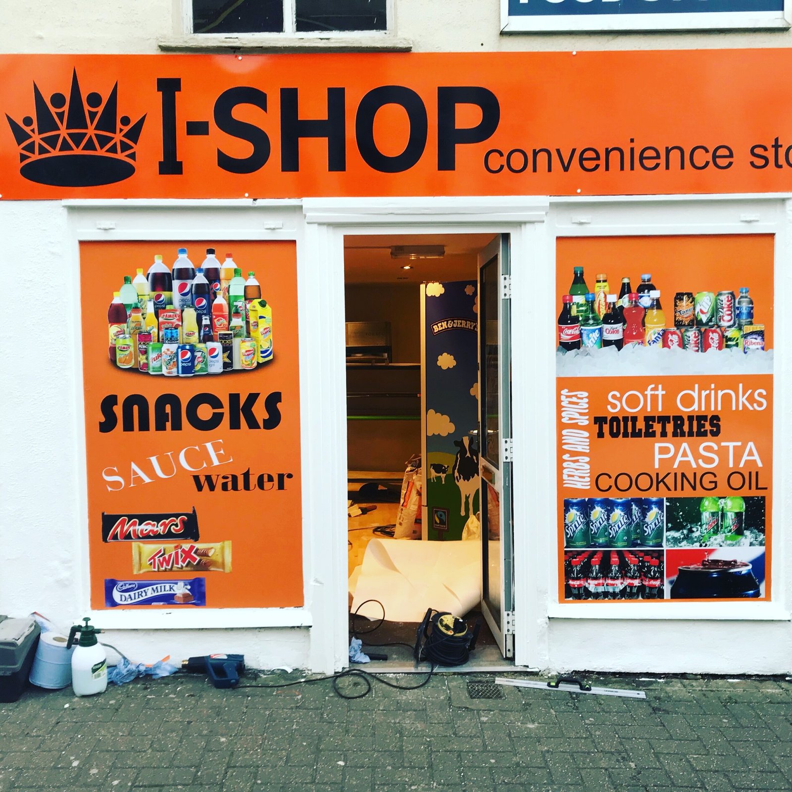 Window Graphics for I-SHOP Convenience Store