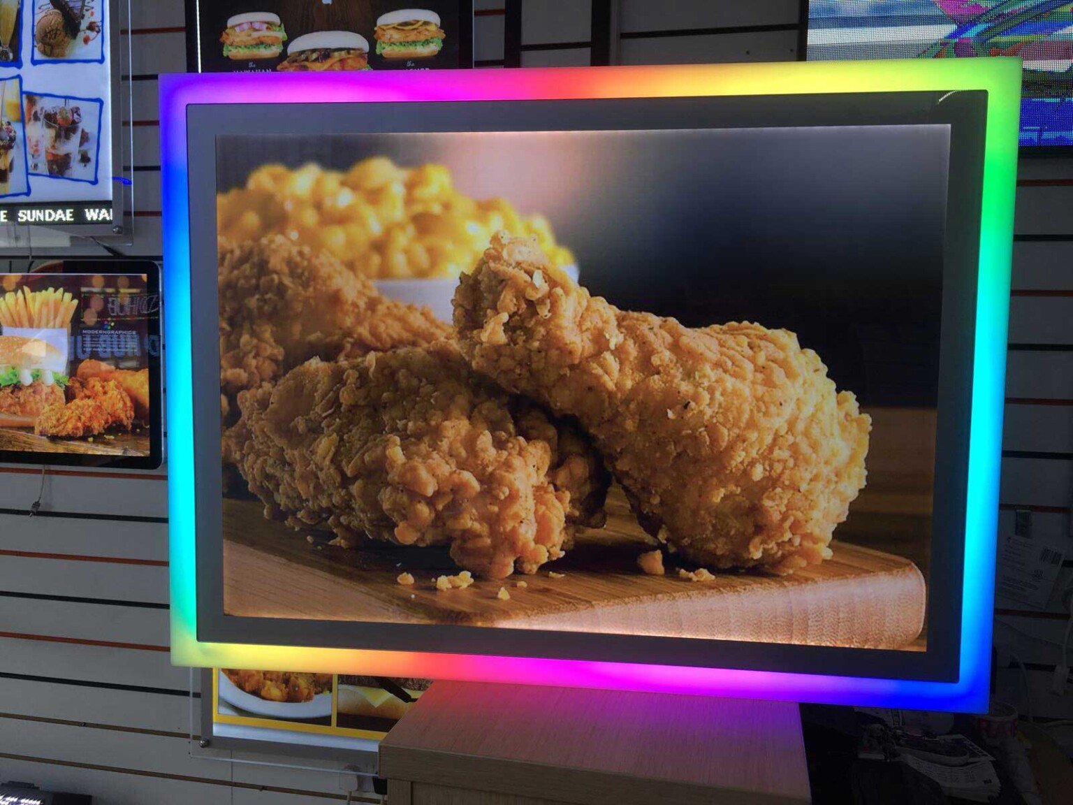 LED RGB Frame Lightbox Display for Fried Chicken Promotion - Signage ...
