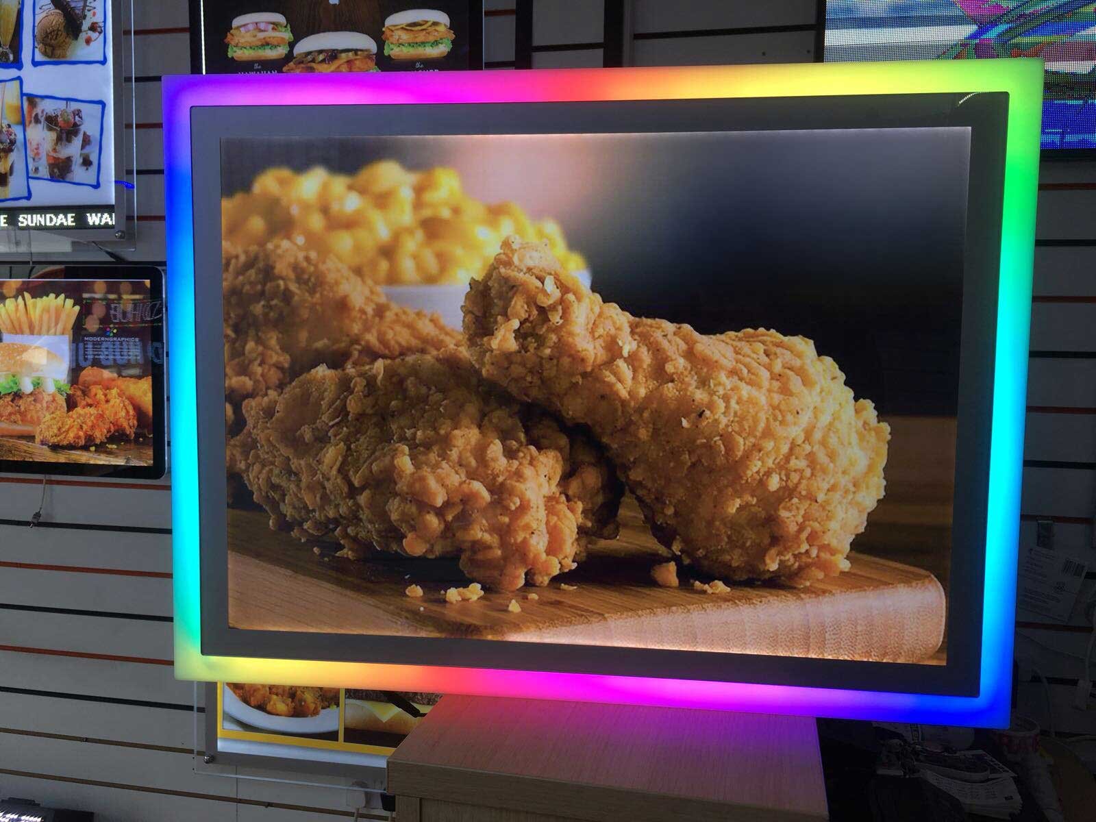 LED RGB Frame Lightbox Display for Fried Chicken Promotion