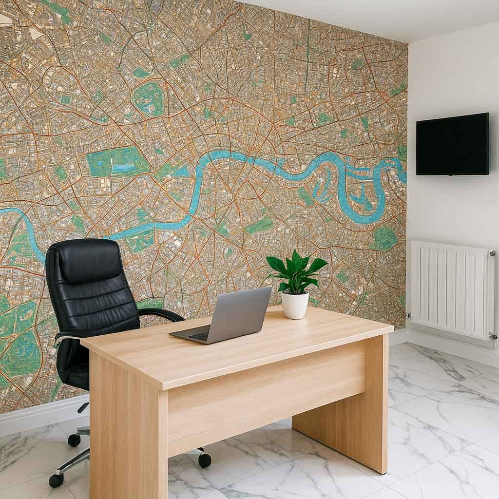City Map Mural Office – Custom Interior Graphics