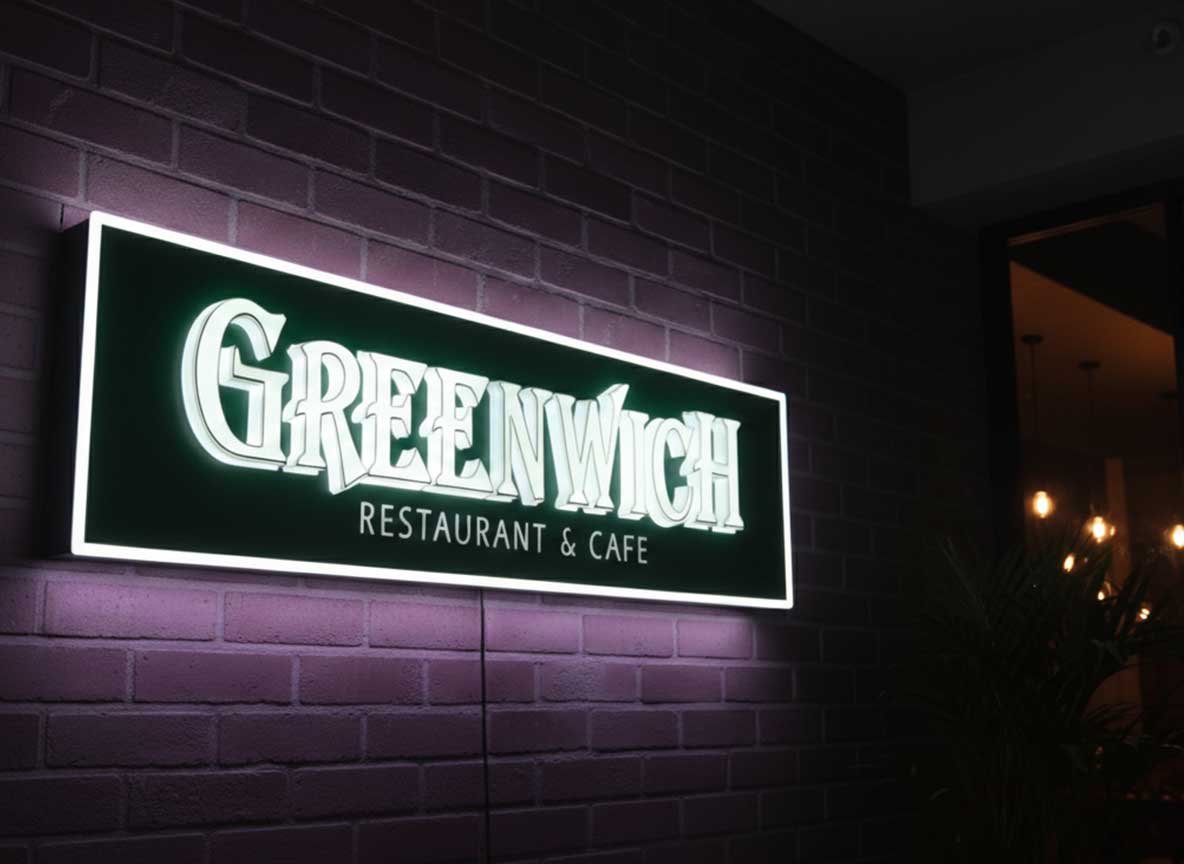 Illuminated Signage Fabrication for Greenwich Restaurant & Café
