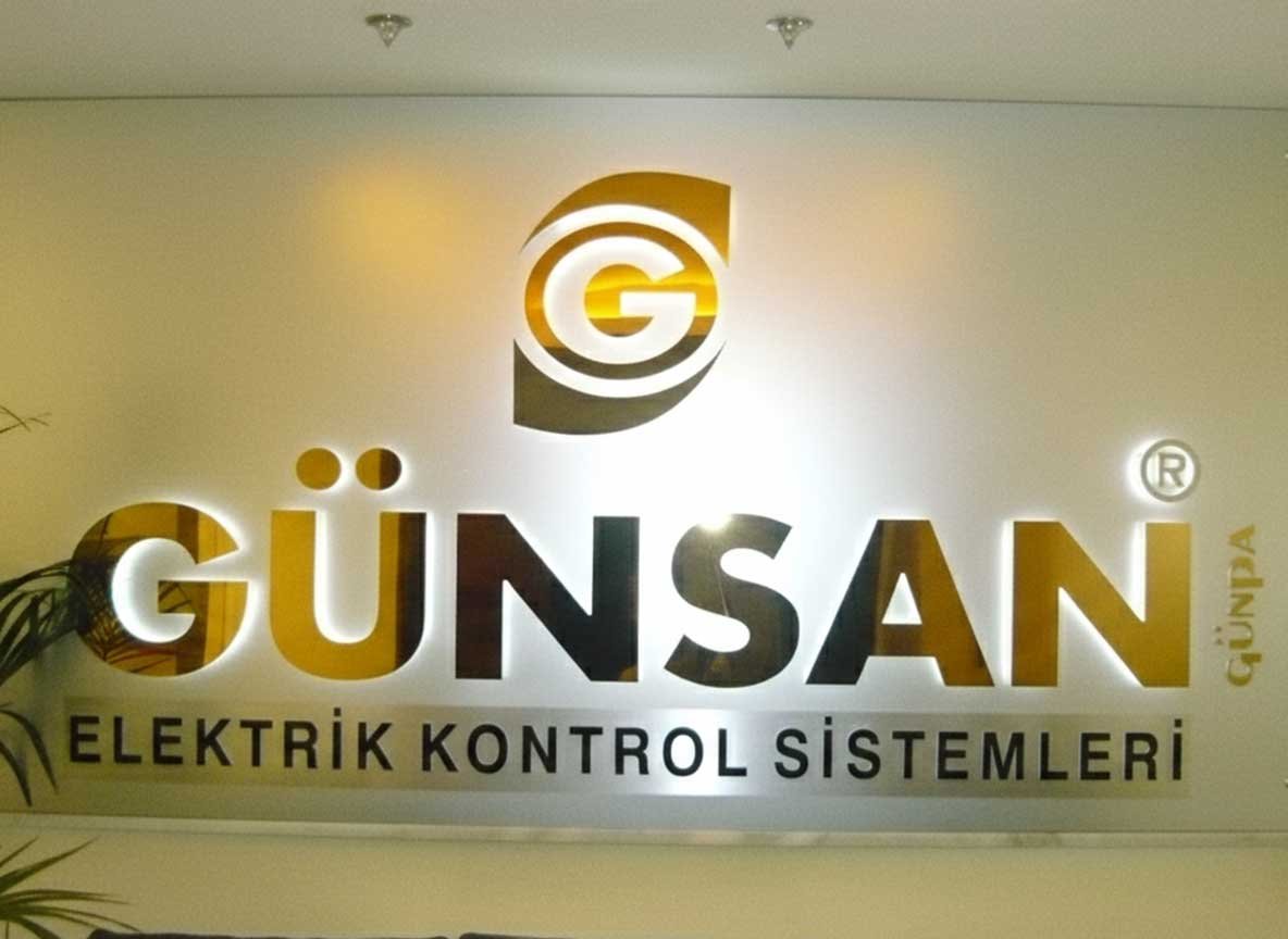 Illuminated Wall Signage for GÜNSAN Electrical Control Systems