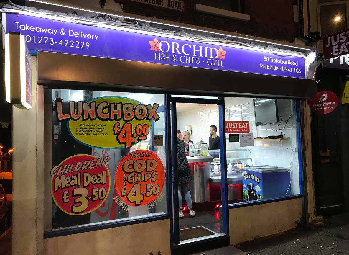 Exterior Signage & Promotional Graphics for Orchid Fish & Chips Grill